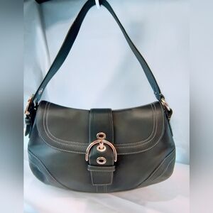 COACH Vintage Y2K Soho Buckle Flap Black Leather Shoulder Bag, Style F10910